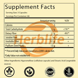 ओएम/ओडम हॉटसेलिंग पेसाइलियम भूक कैप 500 मिलीग्राम, प्राकृतिक घुलनशील फाइबर, आंतों के स्वास्थ्य और नियमितता का समर्थन करते हैं, 200 वीग कैप्सूल - Product Image 2