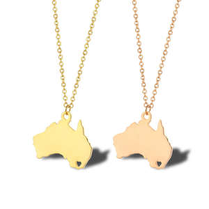 Collier personnalisable en acier inoxydable plaqué or 18 carats avec pendentif <span class=keywords><strong>carte</strong></span> de pays d'Afrique et structure urbaine topographique - Product Image 2