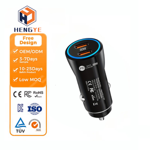 Adaptateur chargeur voiture 60W 30W PD Type C 2 ports double USB C prise Console montage allume-cigare encastré chargeur voiture USB - Product Image 1