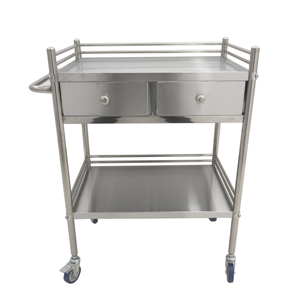 Chariot mobile <span class=keywords><strong>de</strong></span> traitement infirmier d'urgence à double couche <span class=keywords><strong>de</strong></span> meubles d'hôpital médical Dressing Care Cart avec 2 tiroirs et roulettes - Product Image 1