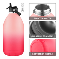 Bouteille d'eau isotherme en acier inoxydable de grande capacité (1 gallon) avec couvercle à paille