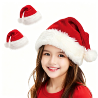 Chapeau de Père Noël en tissu peluche doux pour adultes et enfants, multicolore, costume de fête de Noël, décoration de maison, célébration familiale de Noël