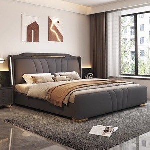 Lit rembourré moderne 1,8 m en cuir avec rangement, lit double pour chambre principale avec tiroirs - Product Image 3