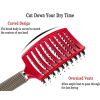 Brosse démêlante démêlante pour cheveux bouclés avec picots en poils de sanglier et dents en nylon, peigne de massage du cuir chevelu, outils de coiffure pour la maison et le salon