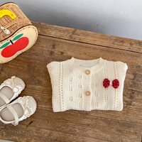 Cárdigan de punto 100% algodón personalizado para bebé con volantes y puntadas, conjunto de suéter para niños e infantes.