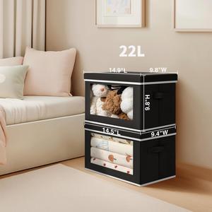 Caja de Almacenamiento Moderna de Tela No Tejida con Panel de PP, Ventana de PVC, Diseño Plegable, Capacidad de 20-35L, Organizador de Ropa Práctico - Product Image 2