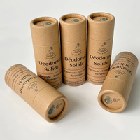 Tubes cylindriques en kraft brun recyclables faits à la main pour emballage de déodorant, conteneur en carton de qualité alimentaire pour parfum, avec système de poussoir escamotable