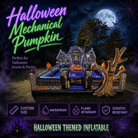 Taureau mécanique gonflable d'Halloween à thème citrouille, pour maison hantée, événements et fêtes