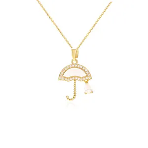 fashion shell 18K gold plated necklace umbrella diamond women necklaces for best friends