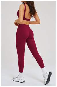 Pantalones de gimnasio personalizados para mujer con cintura alta cruzada, elásticos, transpirables, con bloques de color, para yoga y leggings. - Product Image 2