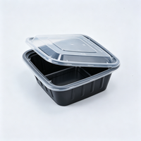 Boîte à bento carrée en plastique sans BPA pour les repas à emporter des restaurants