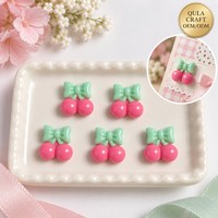 Décorations d'ongles 3D mignonnes de la série Cerise Kawaii, breloques pour ongles Macaron, accessoires en résine DIY pour nail art