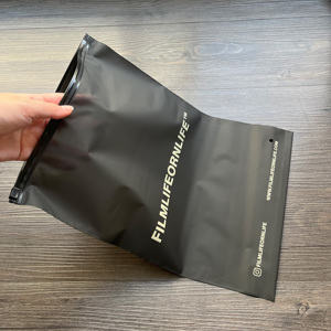 Custom Semi-Transparent Black Zipper <b>Bags</b> - Printed White Logo Frosted Plastic Zip Lock <b>Bags</b> for Clothing & Retail - Product Image 2