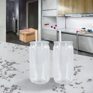 Almacén en EE. UU., 25 Vasos de Plástico Transparente de 16 oz, Reutilizables, Anticorrosivos, con Tapa Moderna de Botón, Envío Gratis, Vinilo UV DTF - Product Image 3