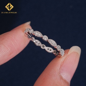 Bague de mariage empilable ZUANFA JEWELRY vintage en diamant de laboratoire taille ronde, sertie sur toute la surface, pour femme - Product Image 1