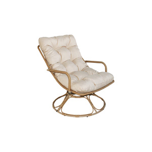 <span class=keywords><strong>Fauteuil</strong></span> pivotant d'extérieur en rotin PE, cadre en osier, coussin capitonné, rotation à 360 degrés, chaise de patio, de plage ou de piscine - Product Image 1