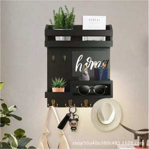 Wall Mounted Mail And Key Organizer With <b>Shelves</b> And <b>Hooks</b> For Entryway Storage Home Decor - Product Image 2