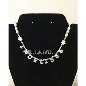 NM42403 collana con nome personalizzato perle autentiche e madri perle stella placcata in oro con perline collana con nome a catena - Product Image 3