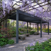 Pergola en aluminium Jiake 6063-T5 avec toit à lames motorisées pour jardin, terrasse, patio, gazebo, pavillon extérieur