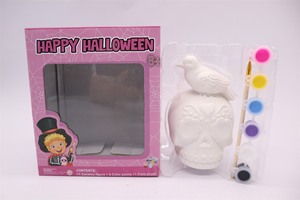 Colgante de calavera de cerámica bisque personalizado, kits de <span class=keywords><strong>pintura</strong></span> DIY para interiores de Halloween, figuras artesanales de estilo clásico creativo, 6 pinturas para manualidades - Product Image 5