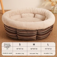 Coussin pour chat et chien chaud et moelleux en peluche, lavable, anti-anxiété, avec rebord surélevé, forme donut, OEM