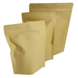 Doypack-bolsas biodegradables con cremallera para embalaje de alimentos, bolsas de Papel Kraft, venta al por mayor - Product Image 2