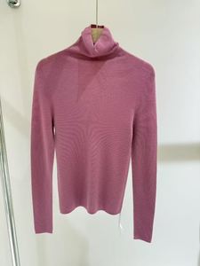 Suéter tejido por ordenador de lana/Cachemira multicolor informal de cuello alto para mujer de OEM ODM 16GG con logotipo en la parte delantera - Product Image 3