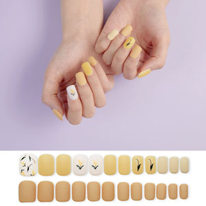 Rosalind — kit d'accessoires pour ongles, personnalisés, jaunes, à pression, ongles artificiels, bâton de vernis gel avec adhésif, 24 pièces - Product Image 4