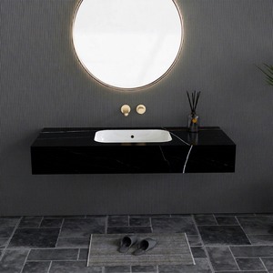Lavabo de salle de bain moderne en porcelaine à poser sous le meuble, design ovale en pierre, aspect sans joint, pour hôtels, fabrication OEM en Malaisie - Product Image 1