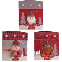 Décorations de Noël, housse de chaise en tissu universelle pour chaises de restaurant et d'hôtel, vente en gros festive, Père Noël, bonhomme de neige