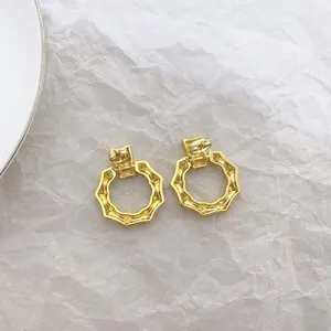 Round Shape Earring For Woman Wear Big Nice Gold Color Plated Brass Earring Factory Price Wholesale Fashion Brass jewelry gift