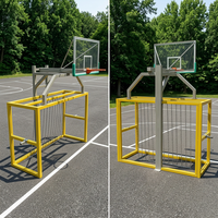 But de football et panier de basket combinés 2 en 1, structure en aluminium fixée au sol, équipement sportif pour terrain de jeu multifonctionnel