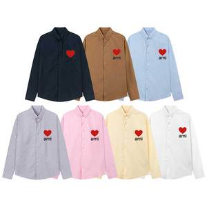 Chemise habillée <span class=keywords><strong>homme</strong></span> Ami Heart coupe ajustée légère et confortable anti-boulochage brodée style Old Money populaire en France à <span class=keywords><strong>Paris</strong></span> - Product Image 1