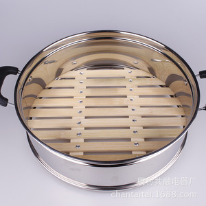 Bamboo <b>Steamer</b> Basket 28cm-40cm Stainless Steel Handle Eco-Friendly <b>Steamers</b> Accessory - Product Image 2