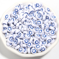 7 mm 100/pak Smile Face Spacer-kralen voor telefoonkettingen, sleutelhangers en knutselwerkjes