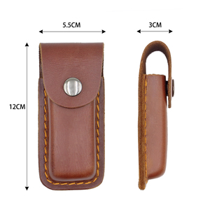 Zakmes Schede Draagbare Zakmes Lederen Holster Met Kliksluiting En Riemlus Accessoire Voor Buiten Kamperen Wandelen - Product Image 2