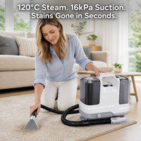 Nettoyeur de tapis électrique portable, machine à vapeur 120°C, eau chaude/froide, détachant profond pour canapé, siège de voiture, escaliers, poils d'animaux