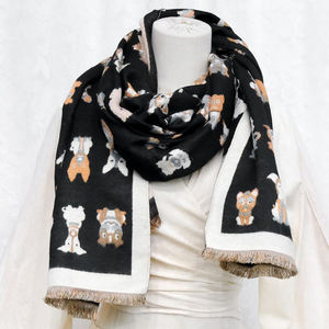 ผ้าพันคอผ้าฝ้ายพิมพ์ลายลูกสุนัขน่ารักฤดูใบไม้ร่วงฤดูหนาวสี่ฤดูผ้าพันคอลำลองใช้ได้ทั้งชายและหญิงของขวัญเครื่องประดับสำหรับฤดูหนาว - Product Image 4