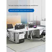 Escritorio de Oficina Moderno e Industrial Personalizable para 2-6 Personas con Divisiones, Mesa Blanca para Computadora con Gabinete, para Oficina en Equipo