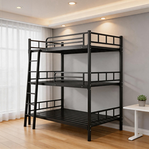 Precio de Fábrica, Cama Triple Metálica de 3 Niveles, Estructura de Cama Económica para Dormitorios Escolares, Hostales y Residencias - Product Image 1