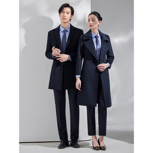 Winter Mid Length Wool Coat For Work Uniforms Men Women Solid Color Thickened With Belt Unisex Adult Size YS 6016 9002 - Product Image 2