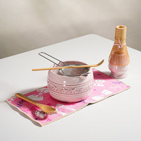 Ensemble de thé Matcha avec bol à motif gaufré, fouet en bambou et chashaku, fourni par l'usine, avec boîte cadeau