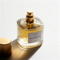 Bouteille de parfum en verre transparent de 50ml 100ml Vaporisateur de parfum carré à rayures verticales Boîte LOGO personnalisable