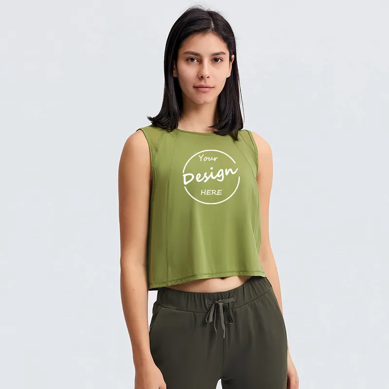 Camisetas largas deportivas holgadas para mujer, camisetas de Yoga transpirables con espalda cruzada para gimnasio