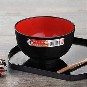 Bol en plastique <span class=keywords><strong>japonais</strong></span> en mélamine passe au lave-vaisselle bol à soupe noir et rouge pour riz Ramen Udon Pho <span class=keywords><strong>Poke</strong></span> - Product Image 3