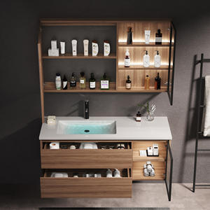 Mueble de Baño Elegante y Sencillo de Estilo Lujoso con Gabinete de Madera Sólida, Lavabo Individual y Espejo Inteligente con Almacenamiento - Product Image 3