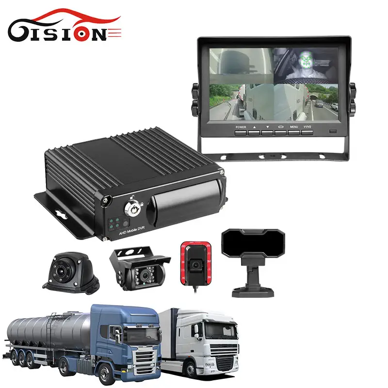 GISION 4 Channel Free Software Vehicle Security Camera System BSD DMS ADAS Mobile AI DVR