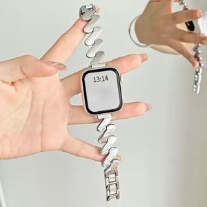 Bracelets de montre intelligents en métal pour femmes Lionorm, motif ondulé, pour Apple Watch Ultra 49 mm, bracelet en métal, bracelet de remplacement pour montre - Product Image 1