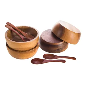 Bol en bois de petite taille pour condiments, sauce trempette, ketchup, confiture, préparation, olive et salsa, diamètre 2.75 "x 1.5 H-lot de 4