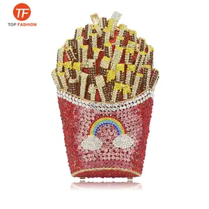 Wholesales from China Factory Fancy Crystal Rhinestone Clutch Bag for Formal Party New French Fries Women Evening Bag